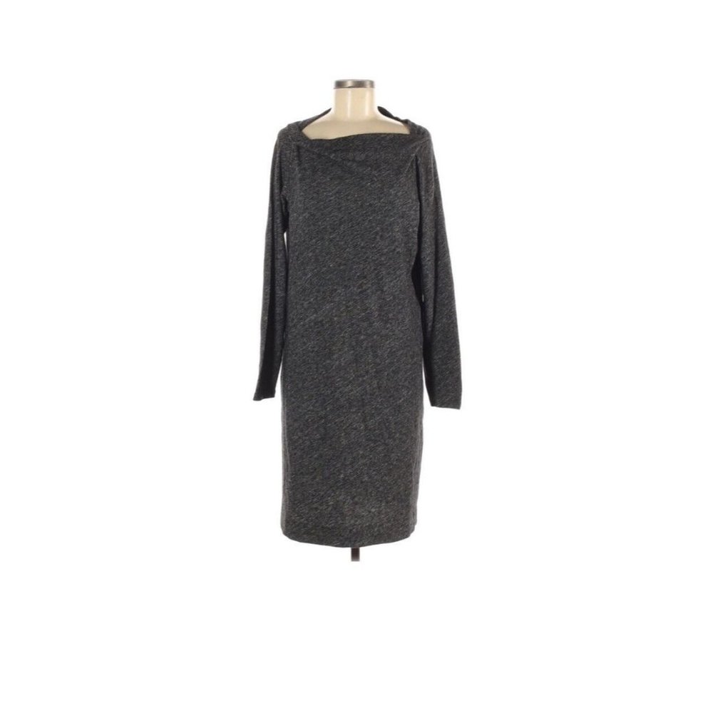 Eileen Fisher Sweater Dress Gray‎ Boat Neck Medium 3/4 Sleeves Casual Career